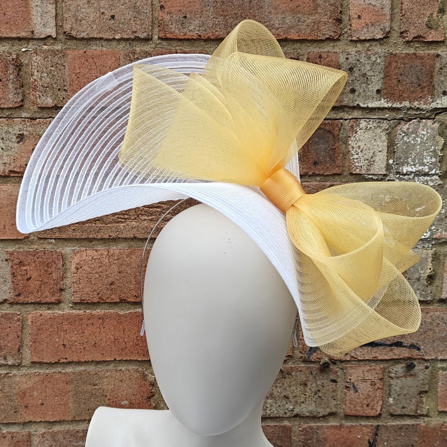 white gold bow crinoline fascinator millinery headband wedding hat party cosplay
