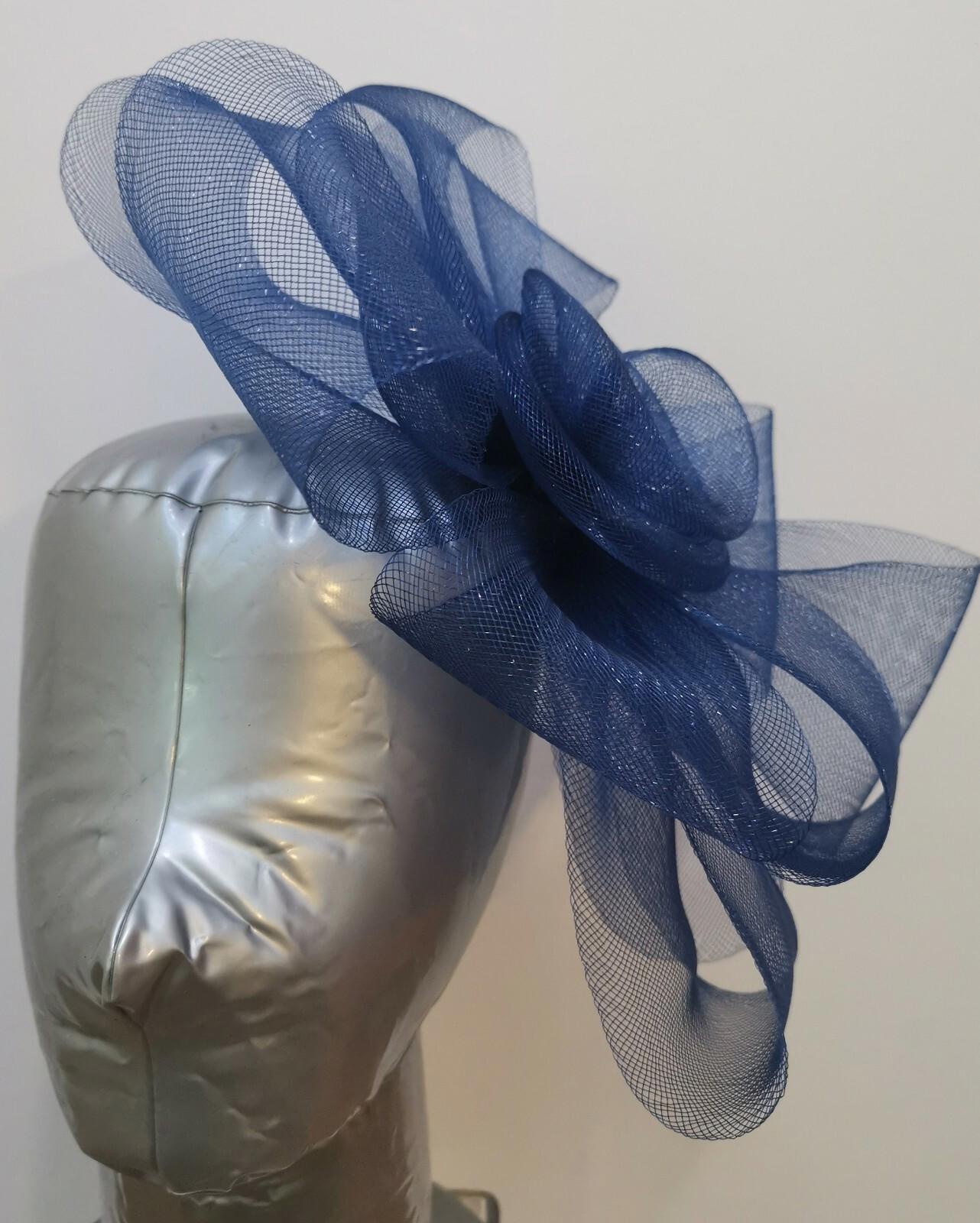 navy blue fascinator millinery burlesque headband wedding hat hair piece