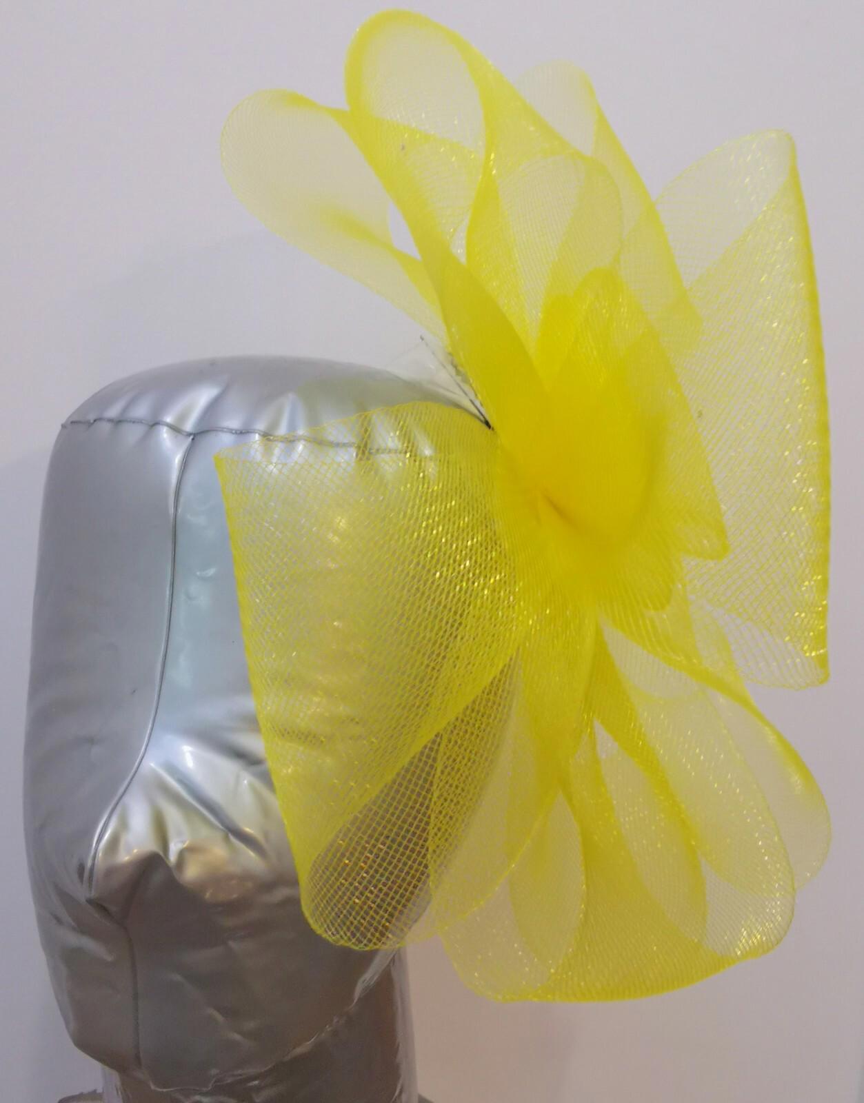 yellow fascinator millinery burlesque headband wedding hat hair piece