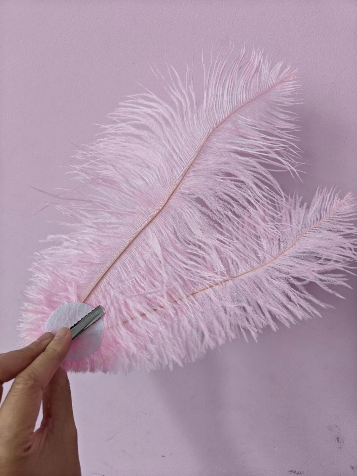 light pink ostrich feather hair clip fascinator fancy dress costume dance party