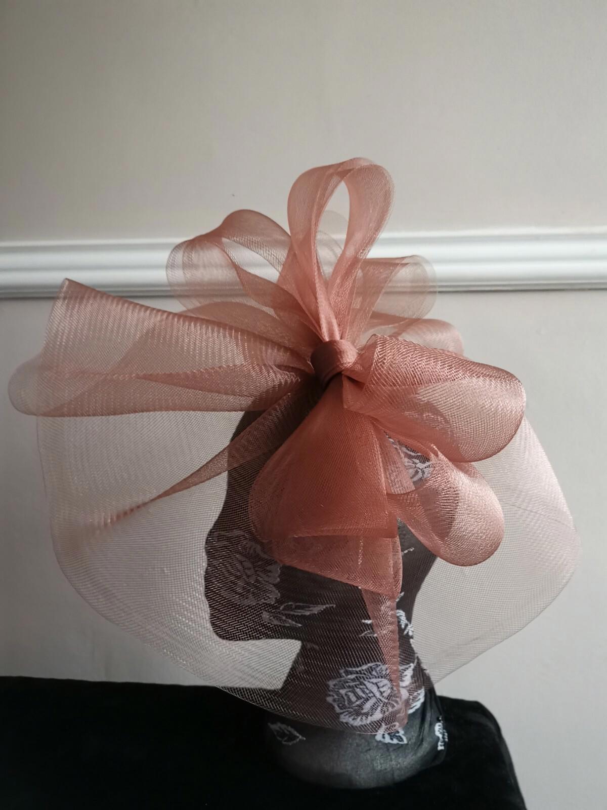 light brown fascinator millinery burlesque headband wedding hat hair piece