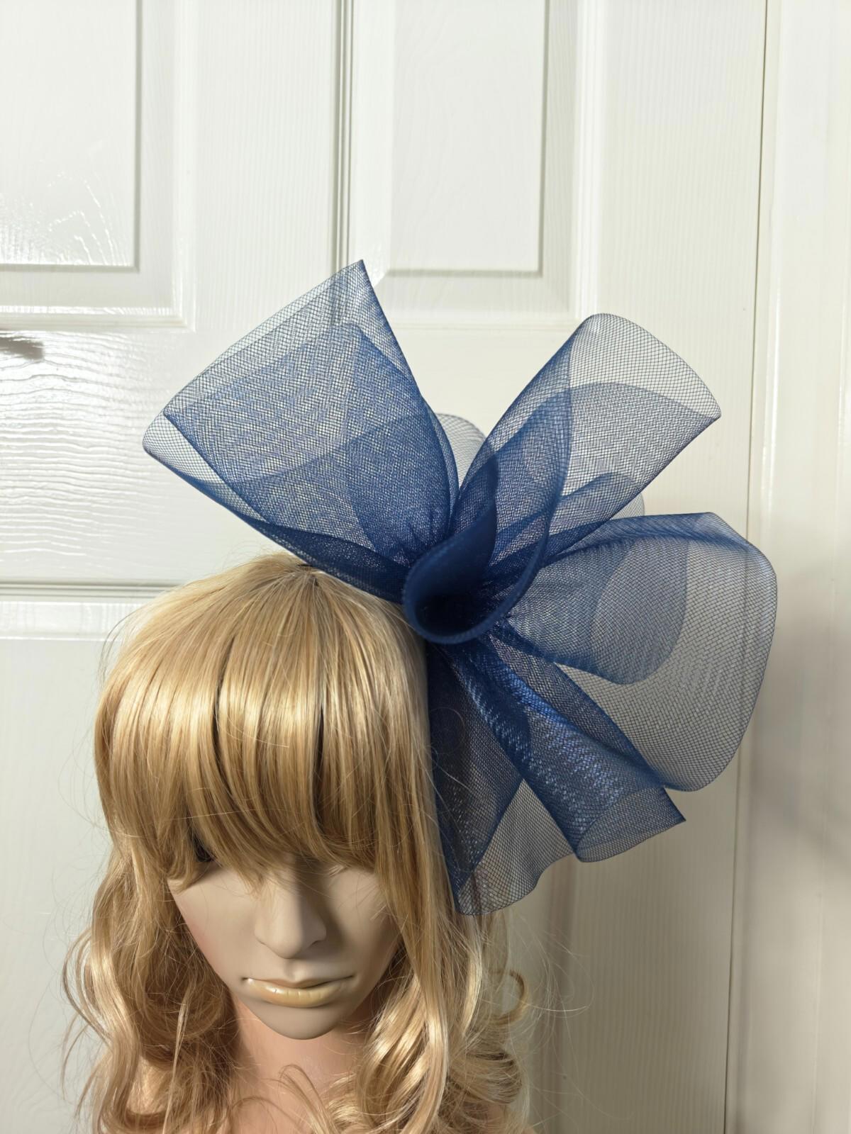 navy blue fascinator millinery burlesque headband wedding hat ascot race