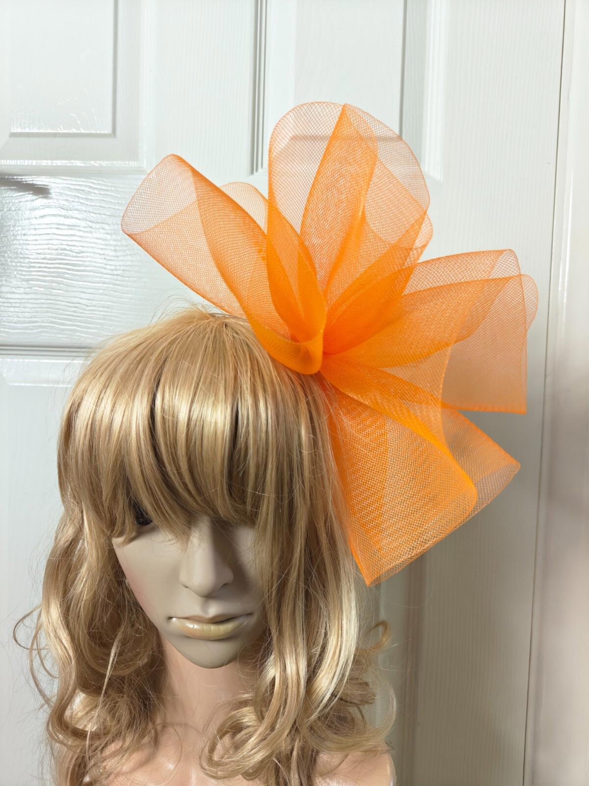orange fascinator millinery burlesque headband wedding hat ascot race