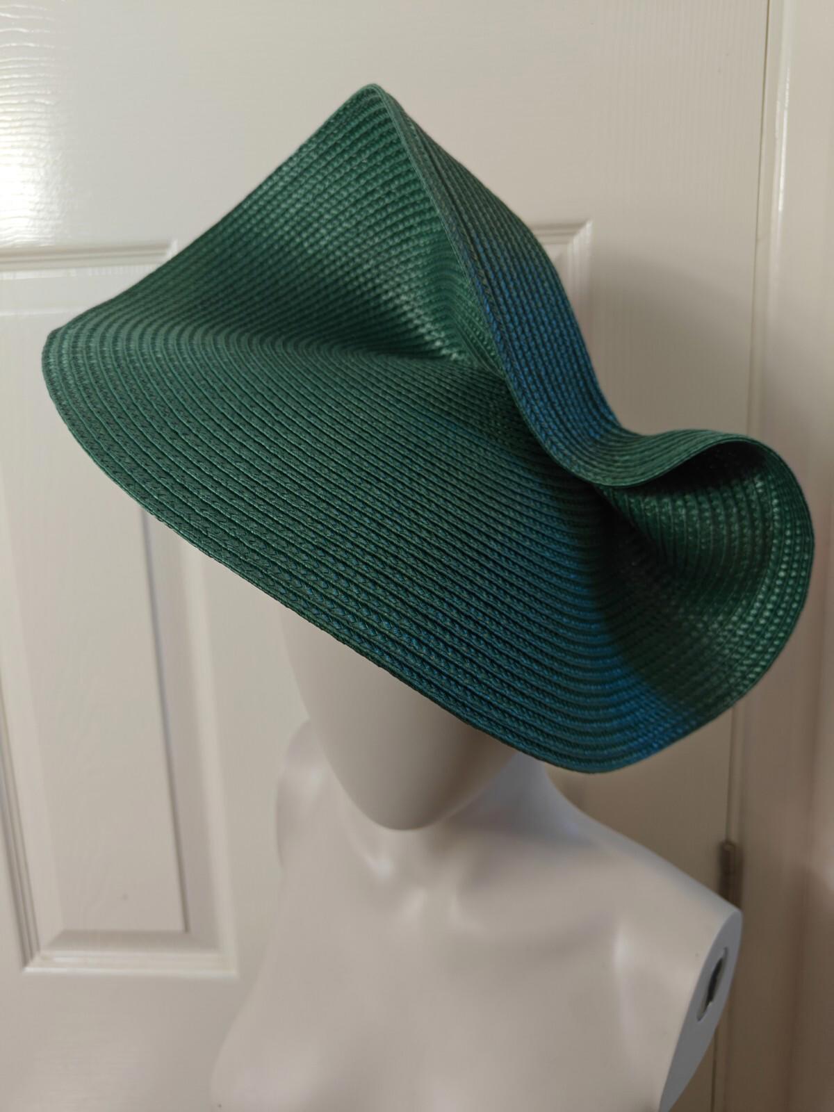 green large straw fascinator millinery burlesque headband wedding hat