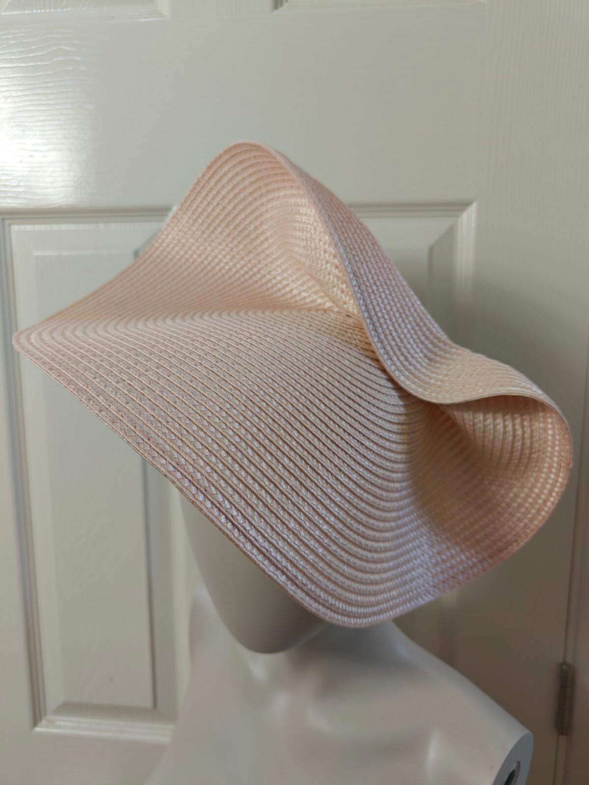 nude pink large straw fascinator millinery burlesque headband wedding hat