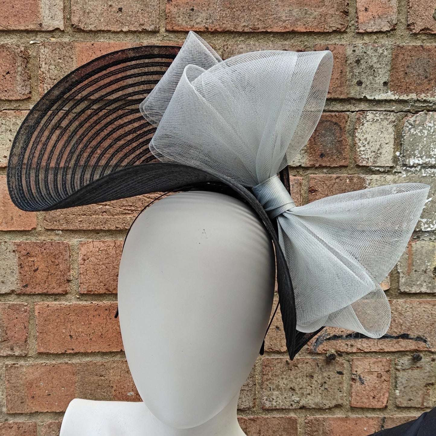 black light grey bow crinoline fascinator millinery headband wedding hat party cosplay