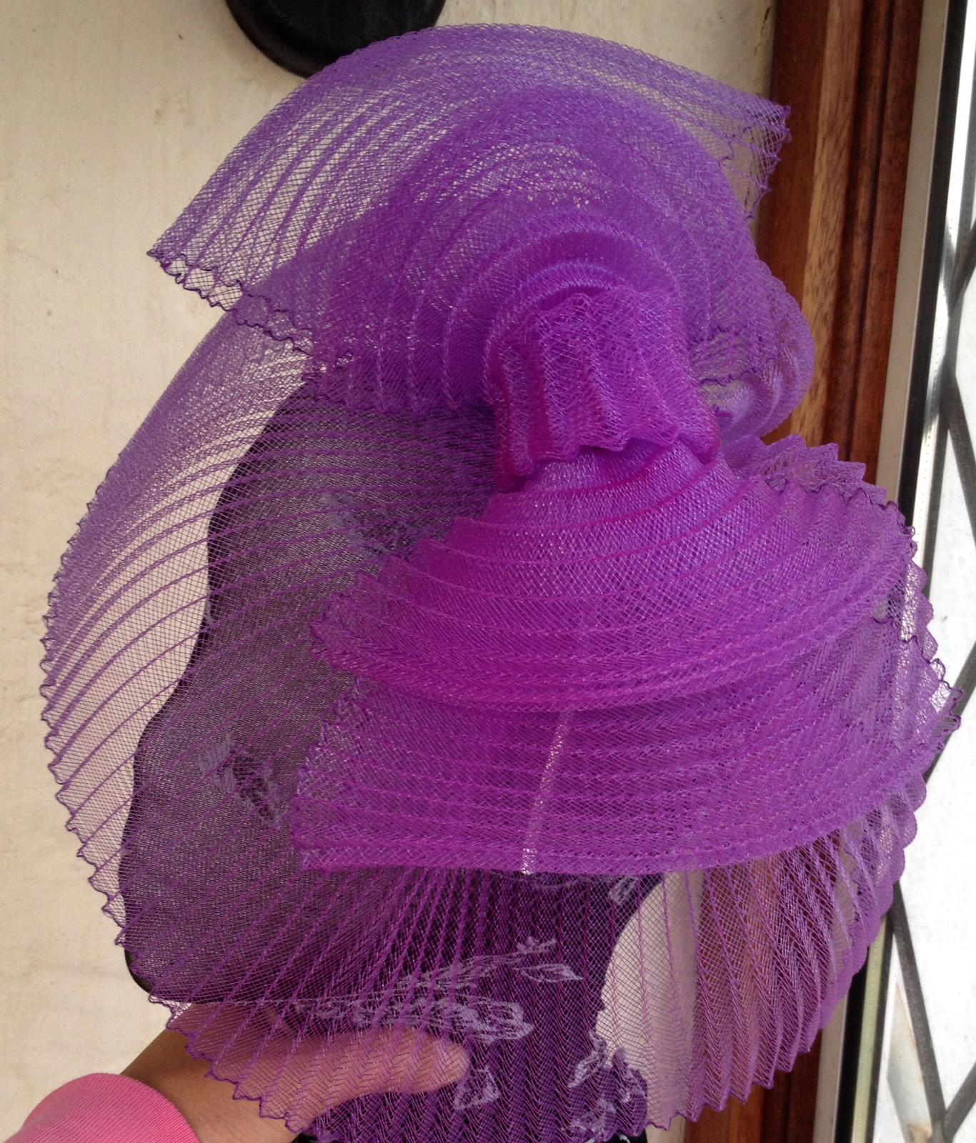 Purple fascinator millinery burlesque wedding hat hair piece ascot race bridal