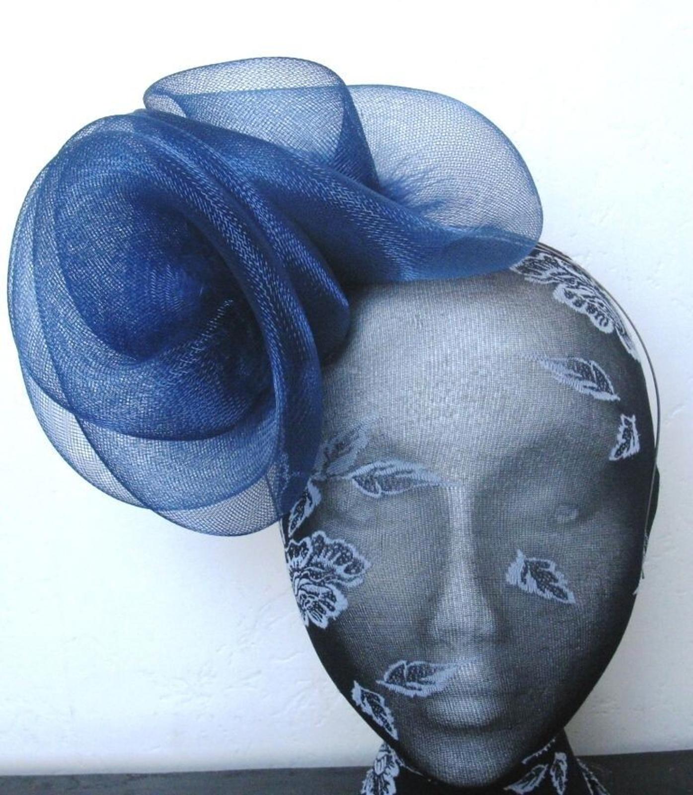 navy blue headband crin fascinator millinery hat wedding ascot