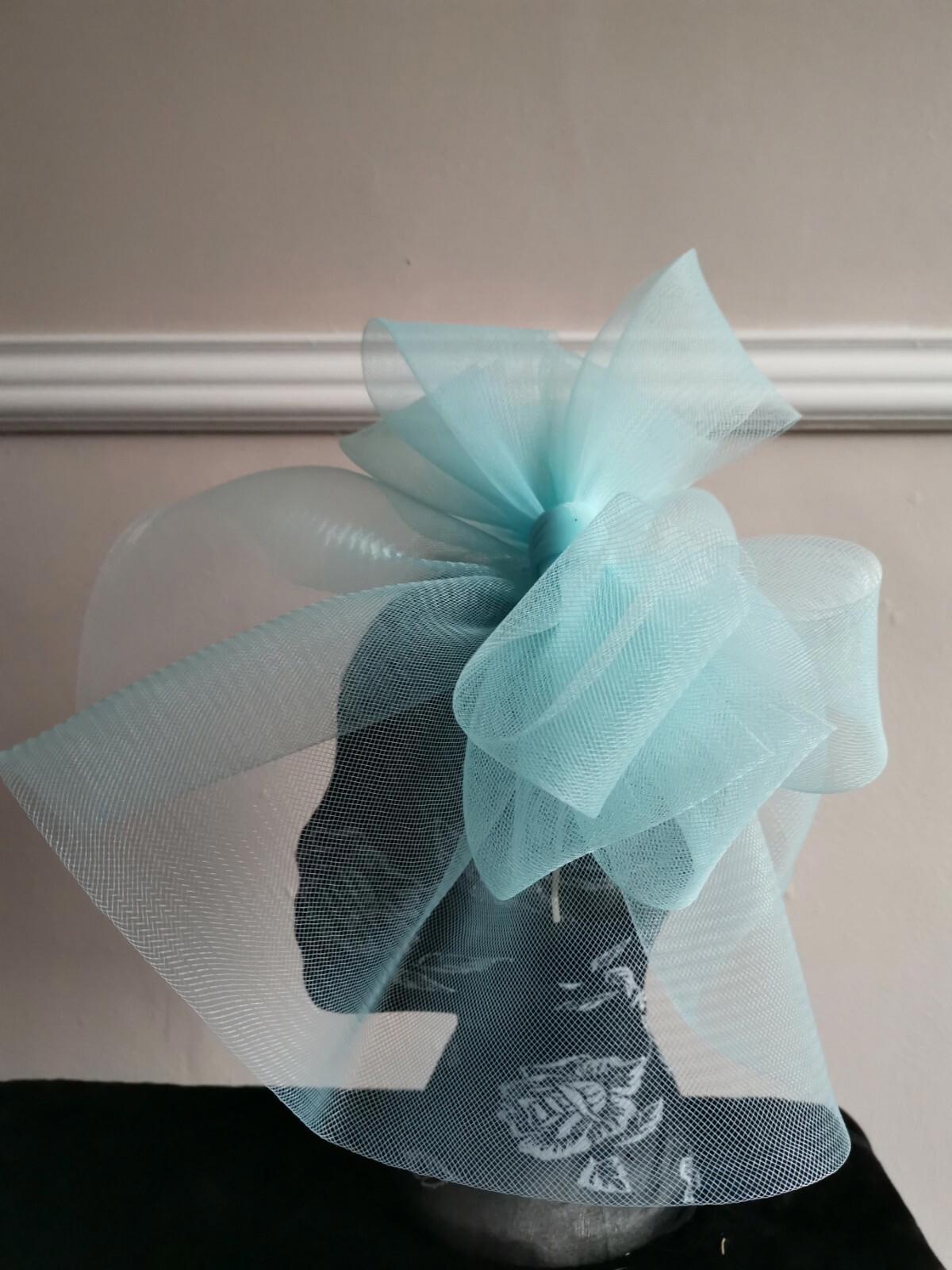 baby light blue fascinator millinery burlesque headband wedding hat hair piece