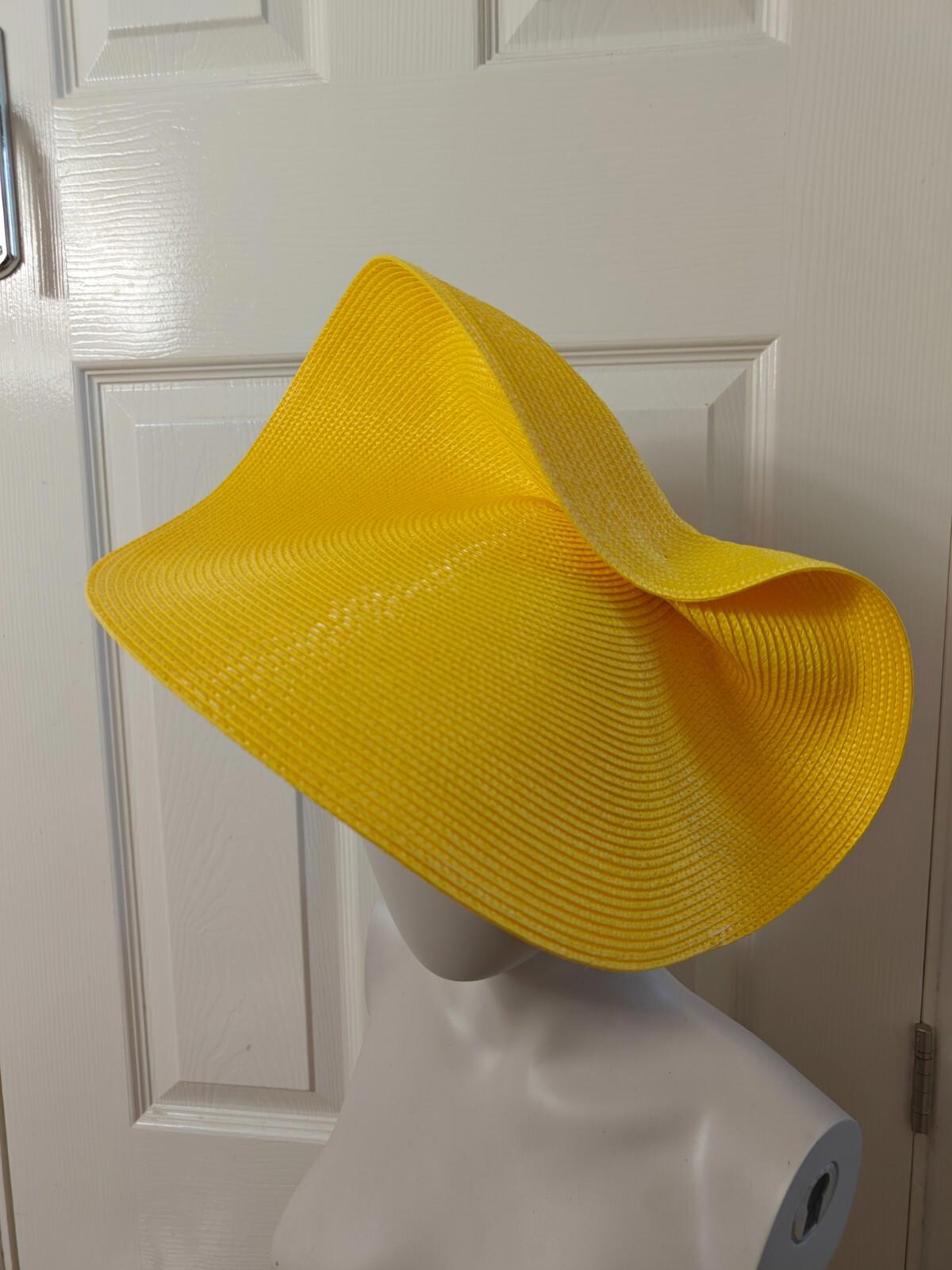 yellow large straw fascinator millinery burlesque headband wedding hat