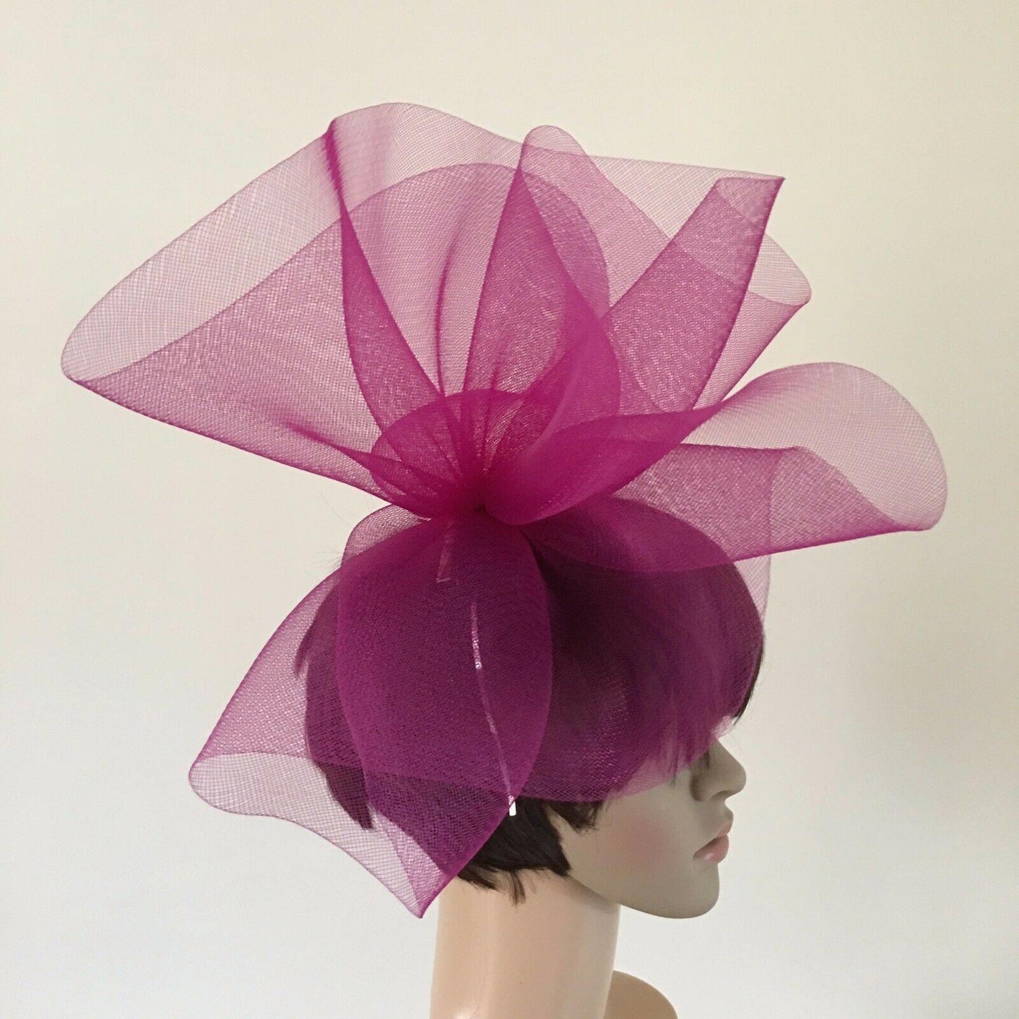 dark plum pink purple headband crinoline fascinator millinery hat wedding ascot