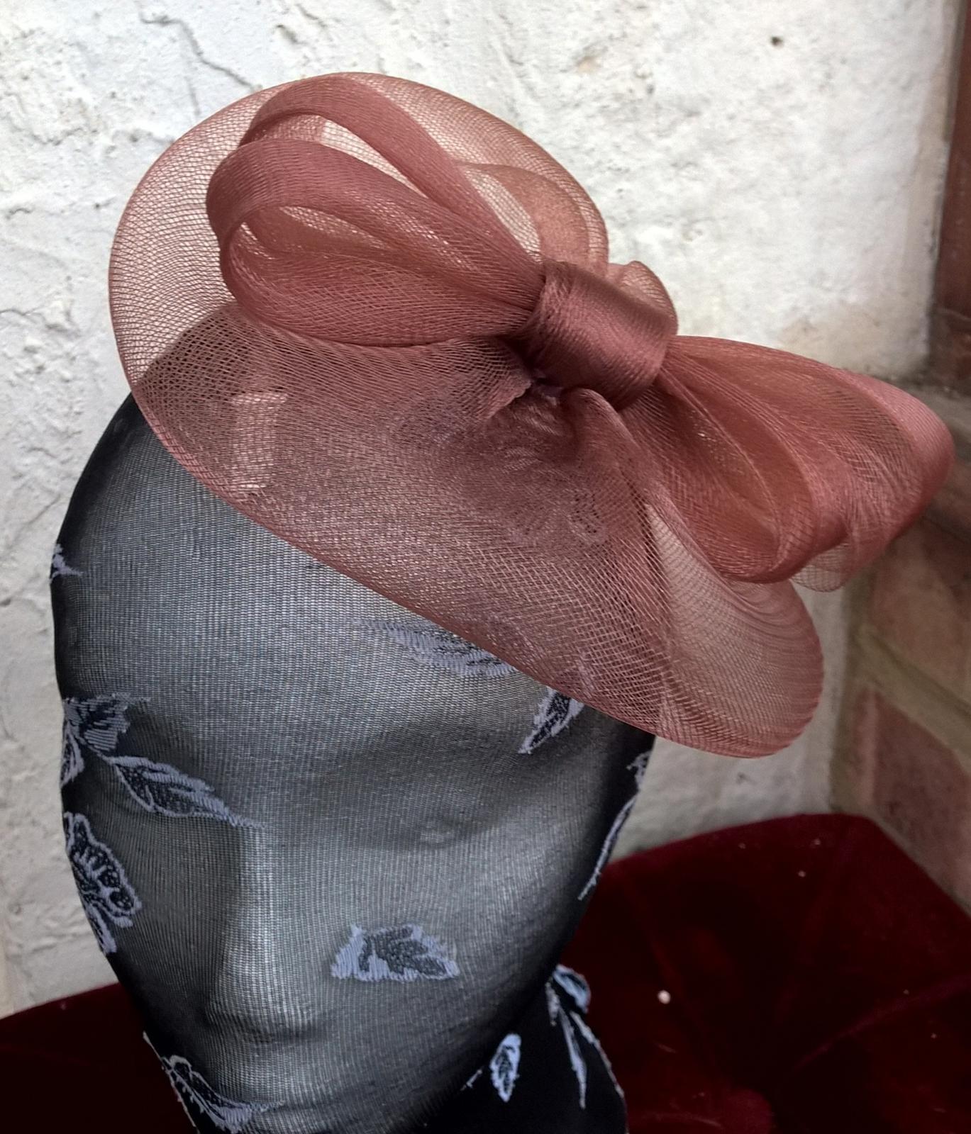 brown tan fascinator millinery burlesque wedding hat ascot race bridal party
