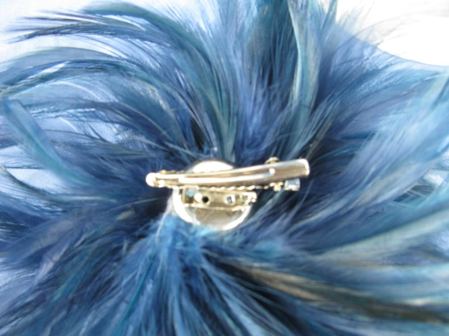 navy blue fascinator millinery feather brooch clip wedding ascot hat hair piece