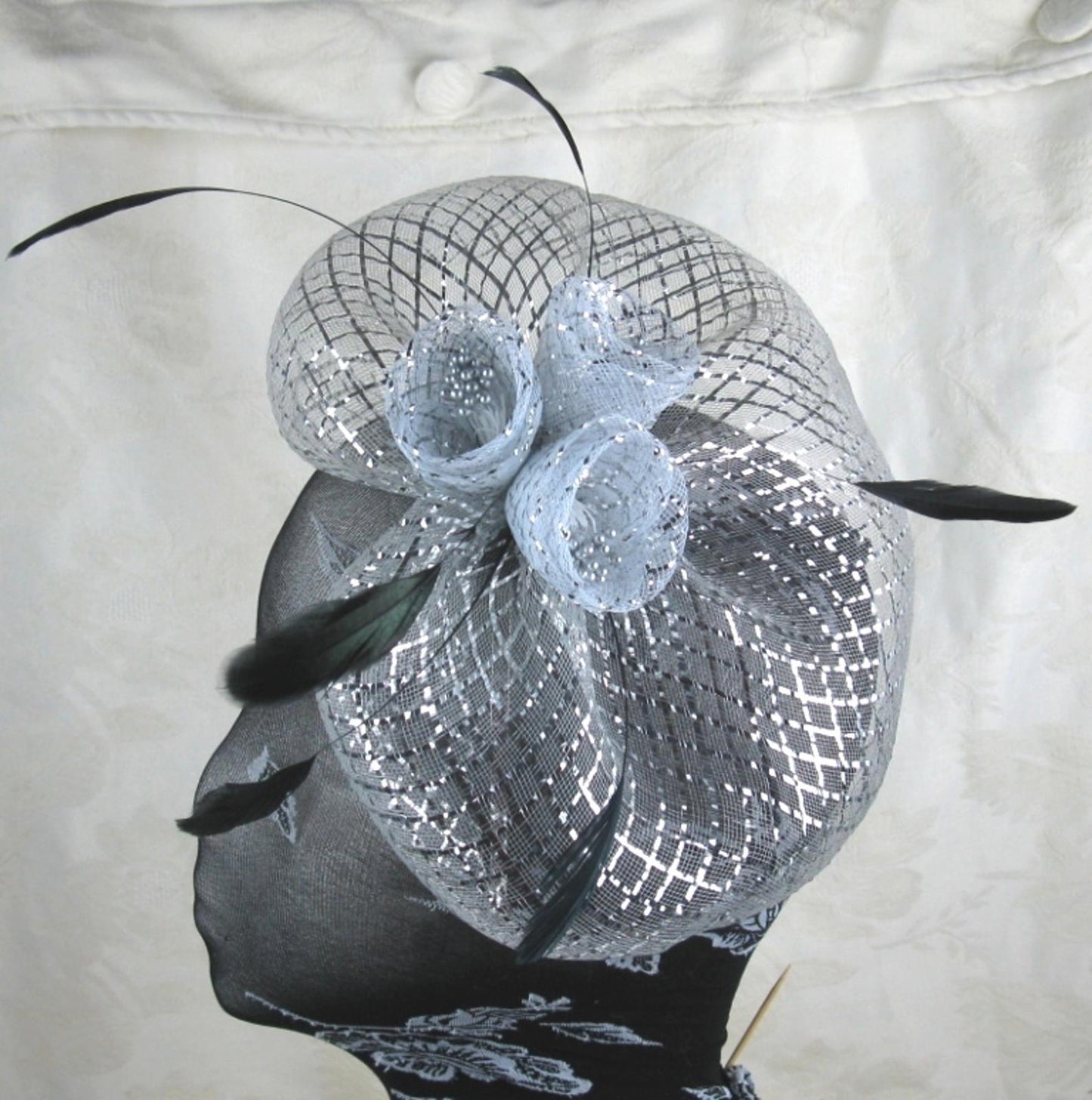 sliver feather headband fascinator millinery wedding ascot hat hair piece