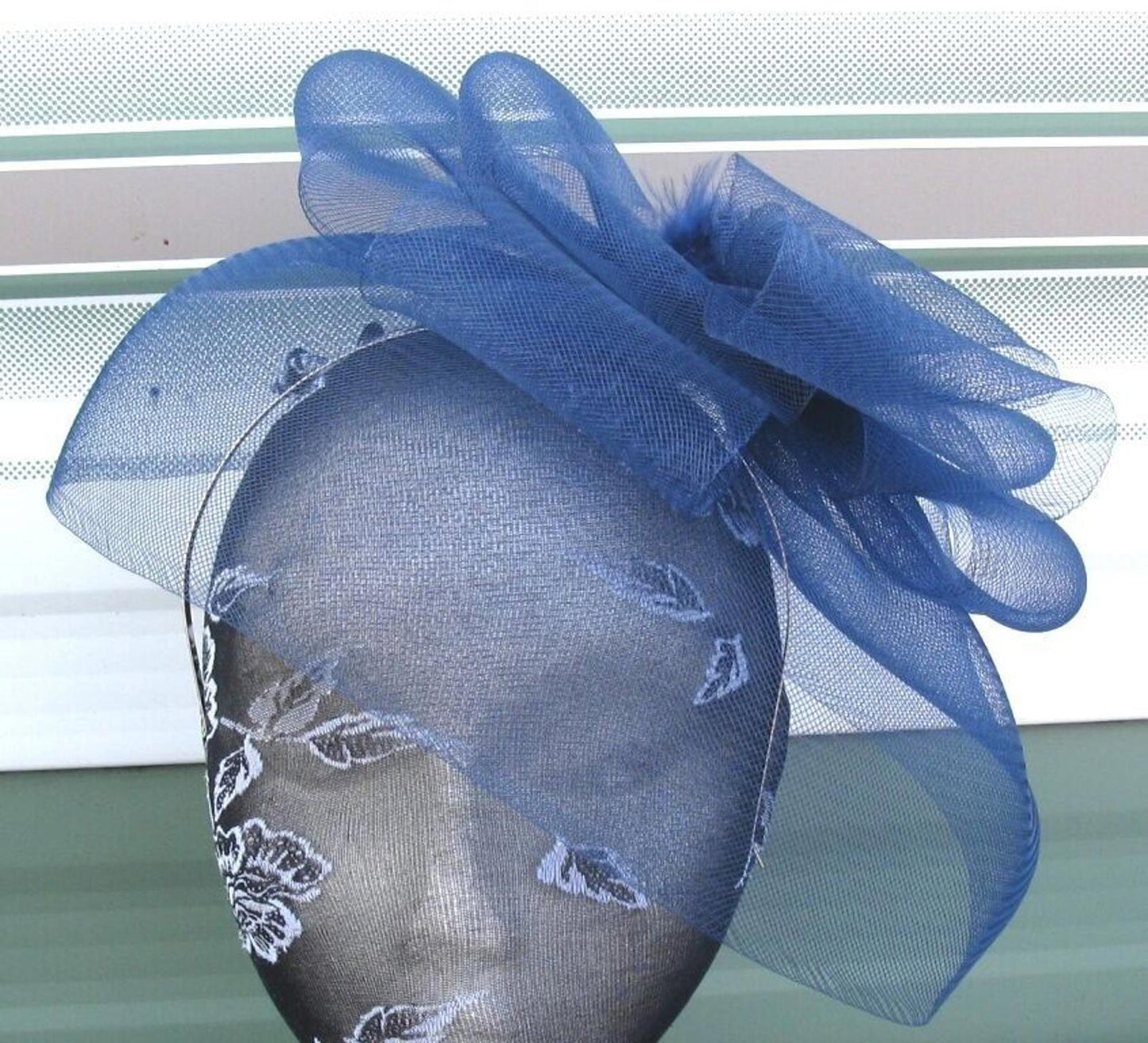 navy blue headband crin fascinator millinery hat wedding ascot