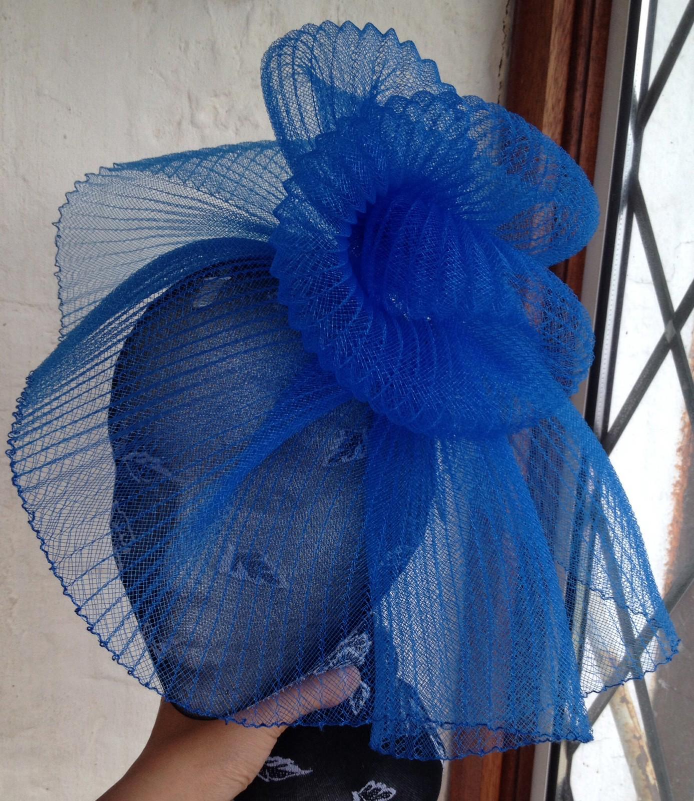 Blue fascinator millinery burlesque wedding hat hair piece ascot race bridal 1
