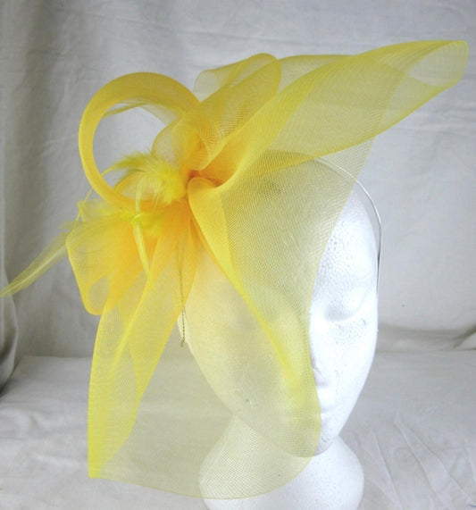 yellow feather headband fascinator millinery wedding ascot hat hair piece x