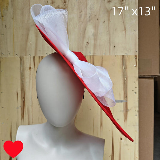 red white fascinator wedding hatinator hat Kentucky Derby Royal Ascot bow