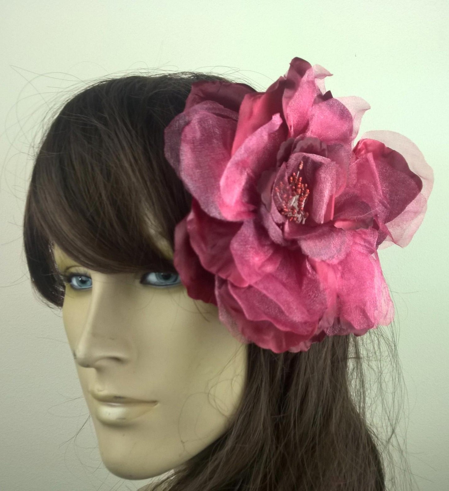 dark red satin flower fascinator millinery burlesque wedding hat bridal race