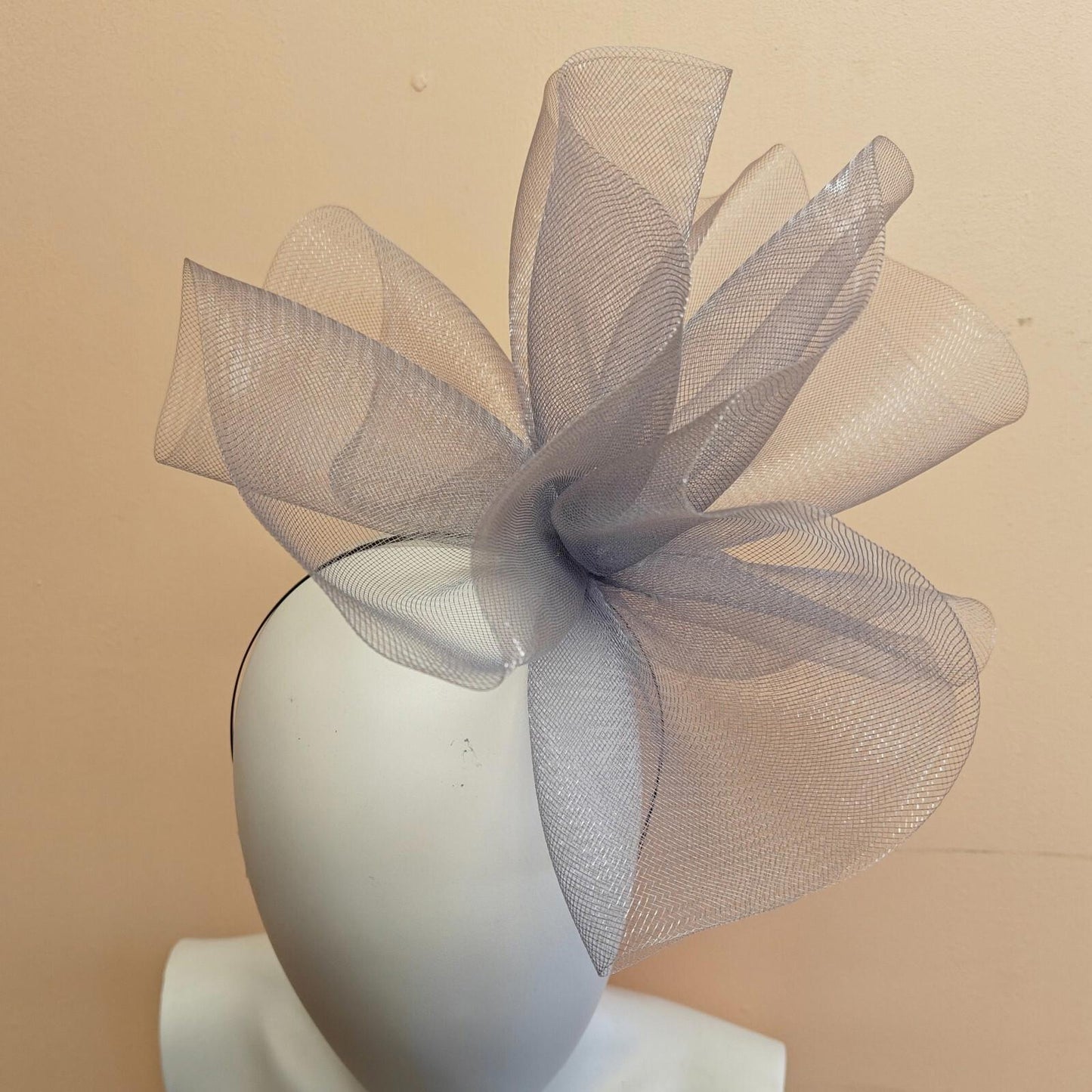 grey fascinator millinery burlesque headband wedding hat ascot race