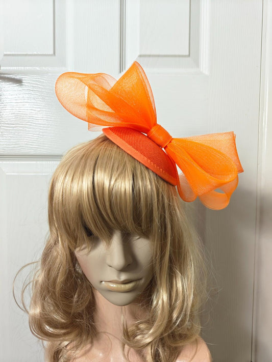 orange fascinator millinery burlesque headband wedding hat ascot race
