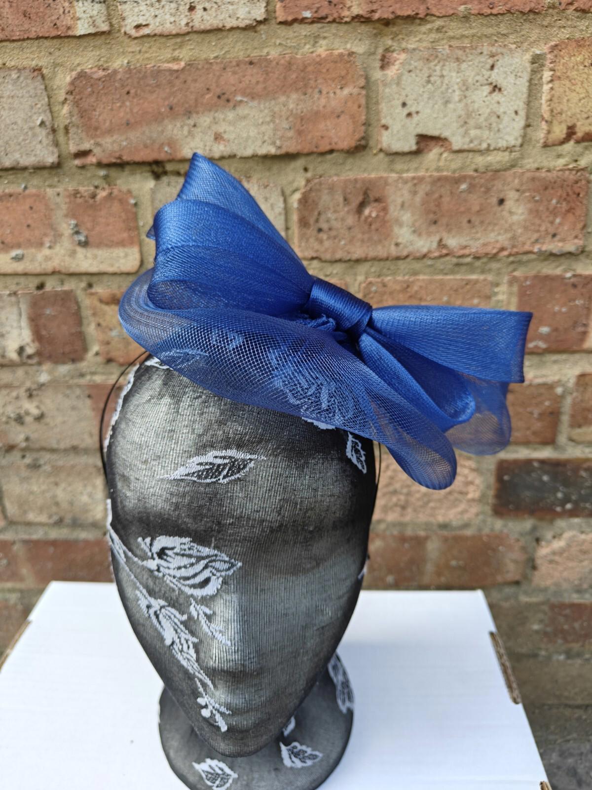 Blue fascinator millinery burlesque headband wedding hat ascot race
