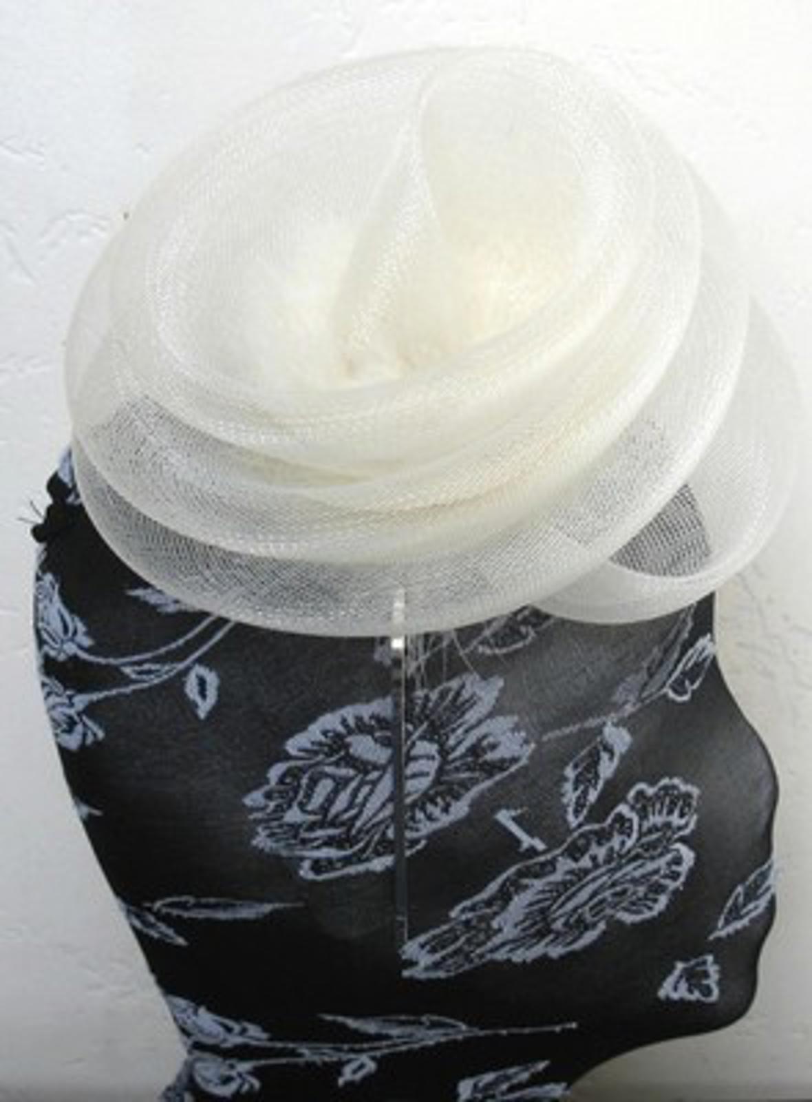 ivory feather fascinator millinery burlesque headband wedding hat hair piece