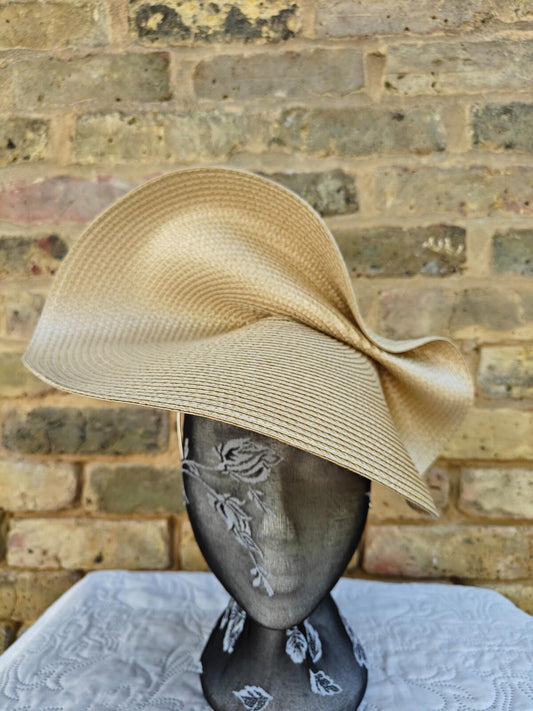 gold yellow large straw fascinator millinery headband wedding hat ascot