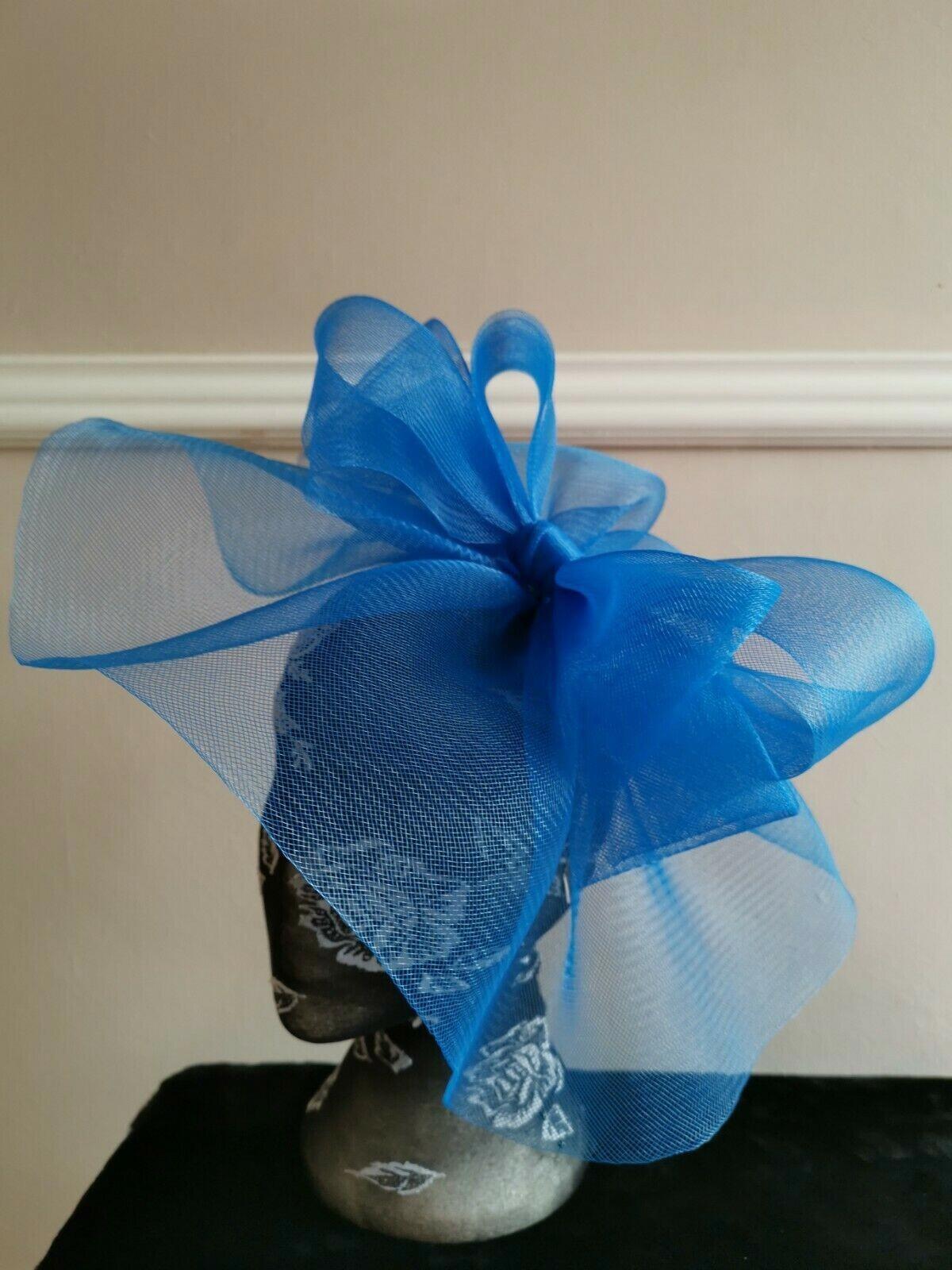 blue fascinator millinery burlesque wedding hat ascot race bridal British