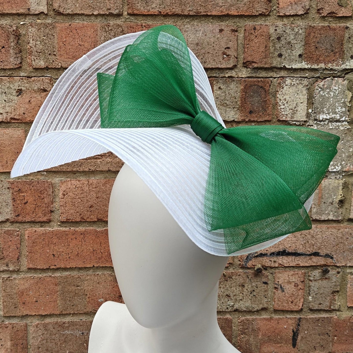 white green bow crinoline fascinator millinery headband wedding hat party cosplay