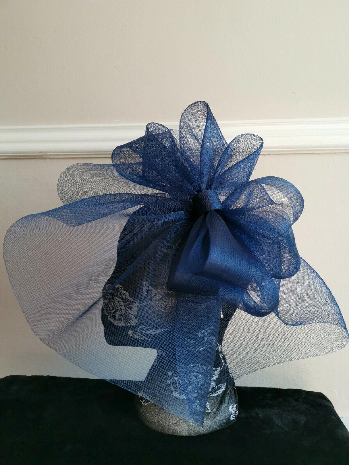navy blue headband crin fascinator millinery hat wedding ascot