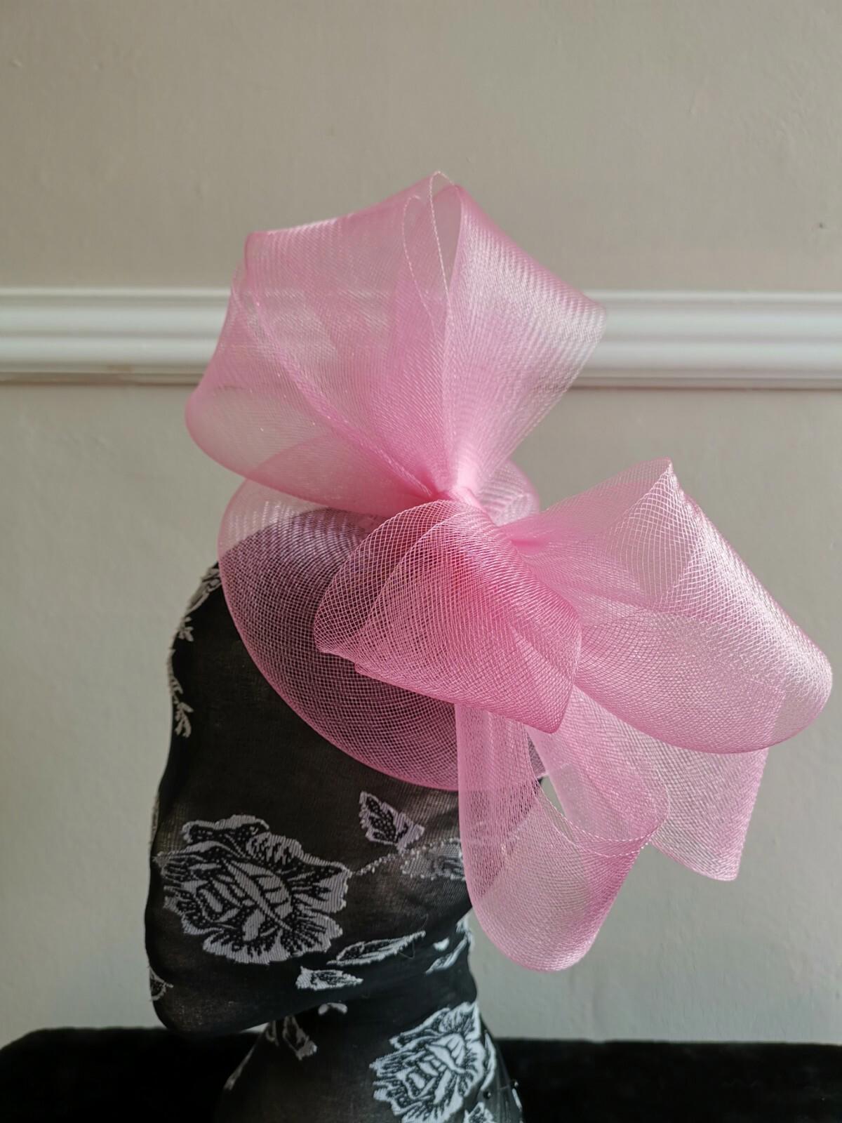 light baby pink fascinator millinery burlesque headband wedding hat hair piece