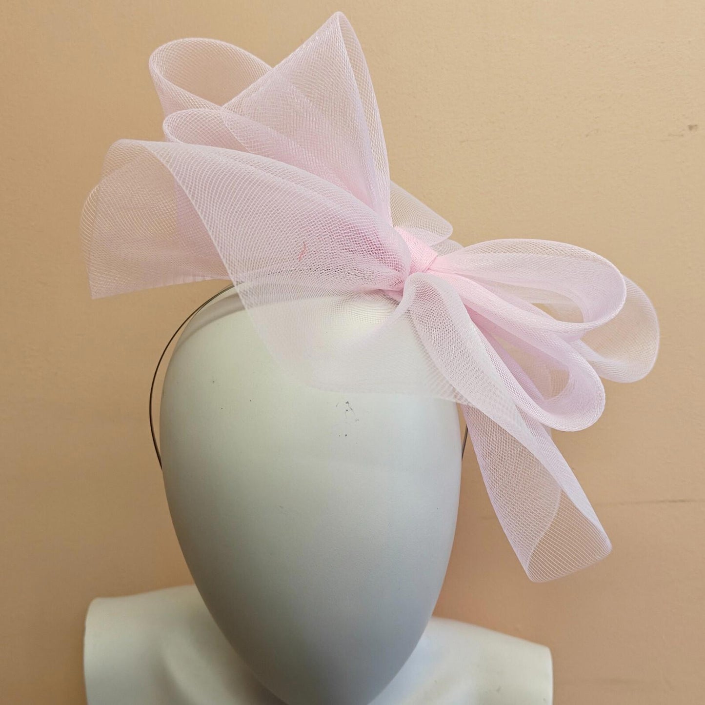 light pink fascinator millinery burlesque headband wedding hat ascot race