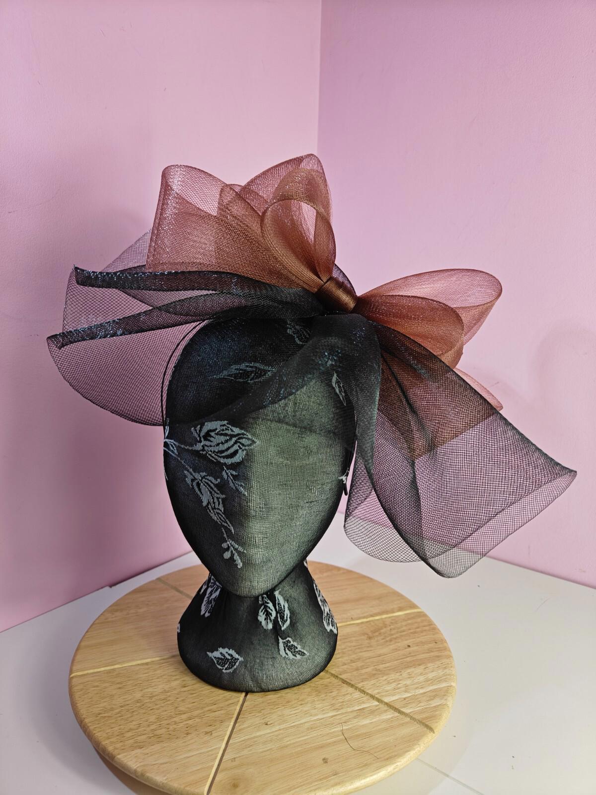 black brown fascinator millinery headband derby wedding hat ascot race
