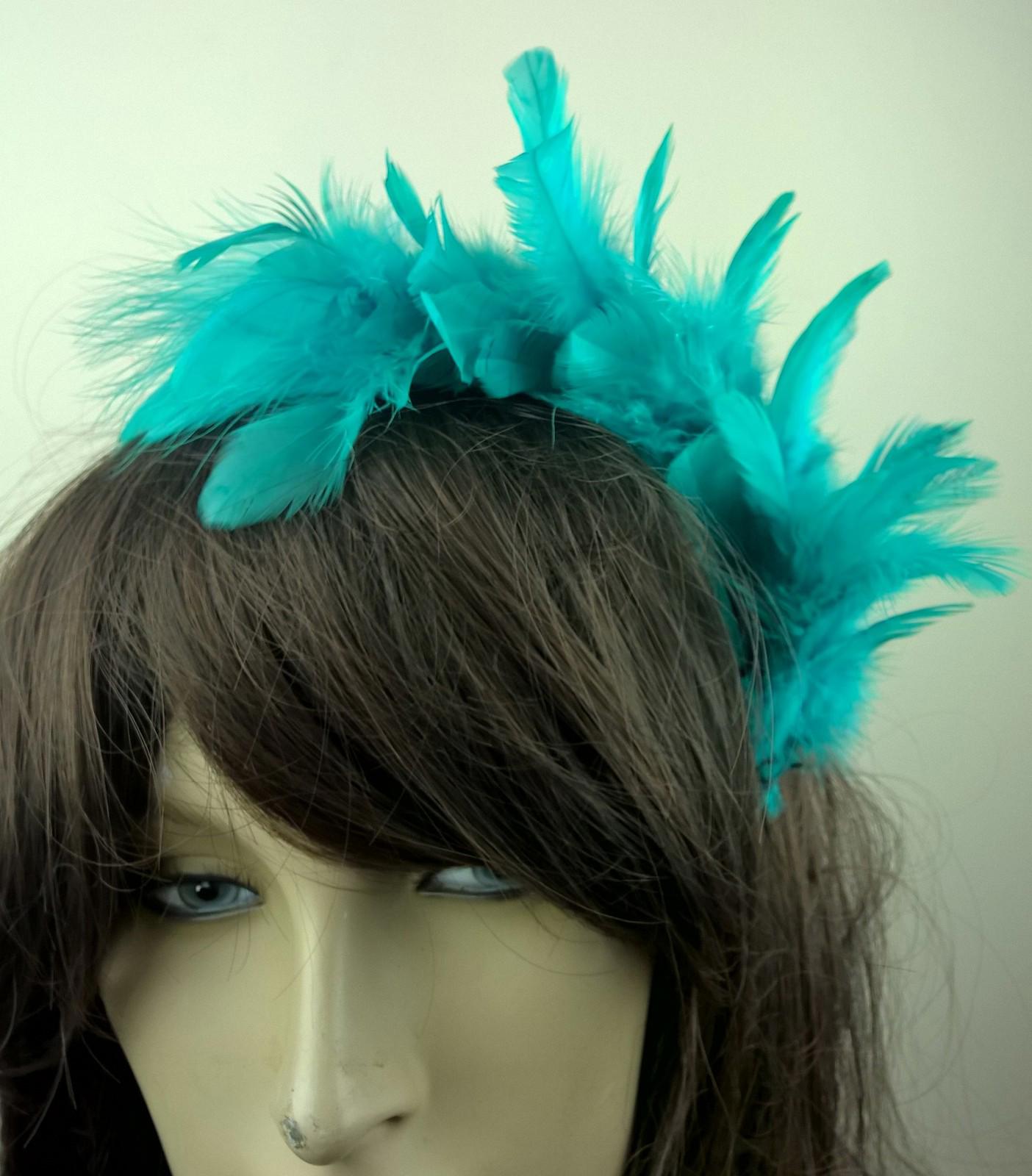 turquoise feather headband fascinator hair band wedding bridal race party ascot