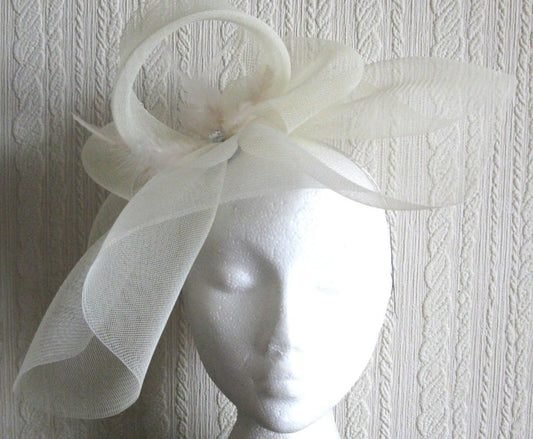ivory feather headband fascinator millinery hat wedding