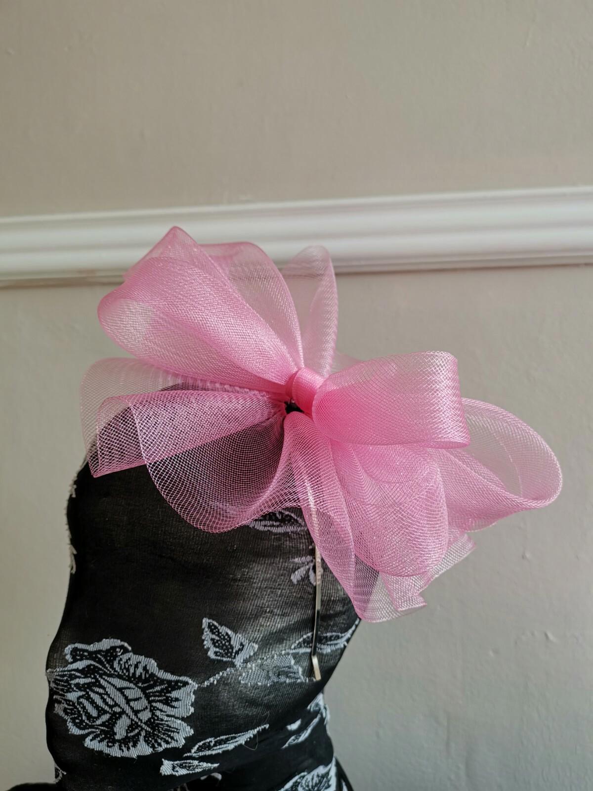 light baby pink fascinator millinery burlesque headband wedding hat hair piece