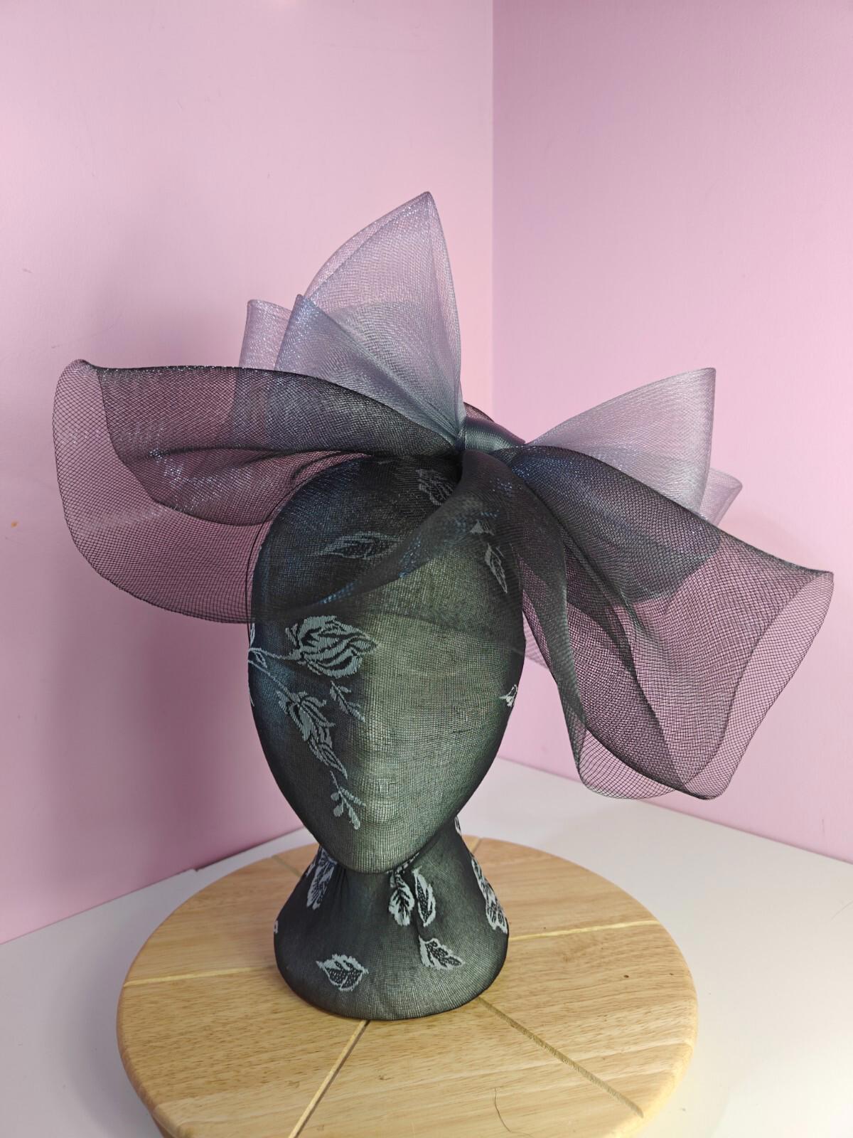 black grey fascinator millinery headband derby wedding hat ascot race