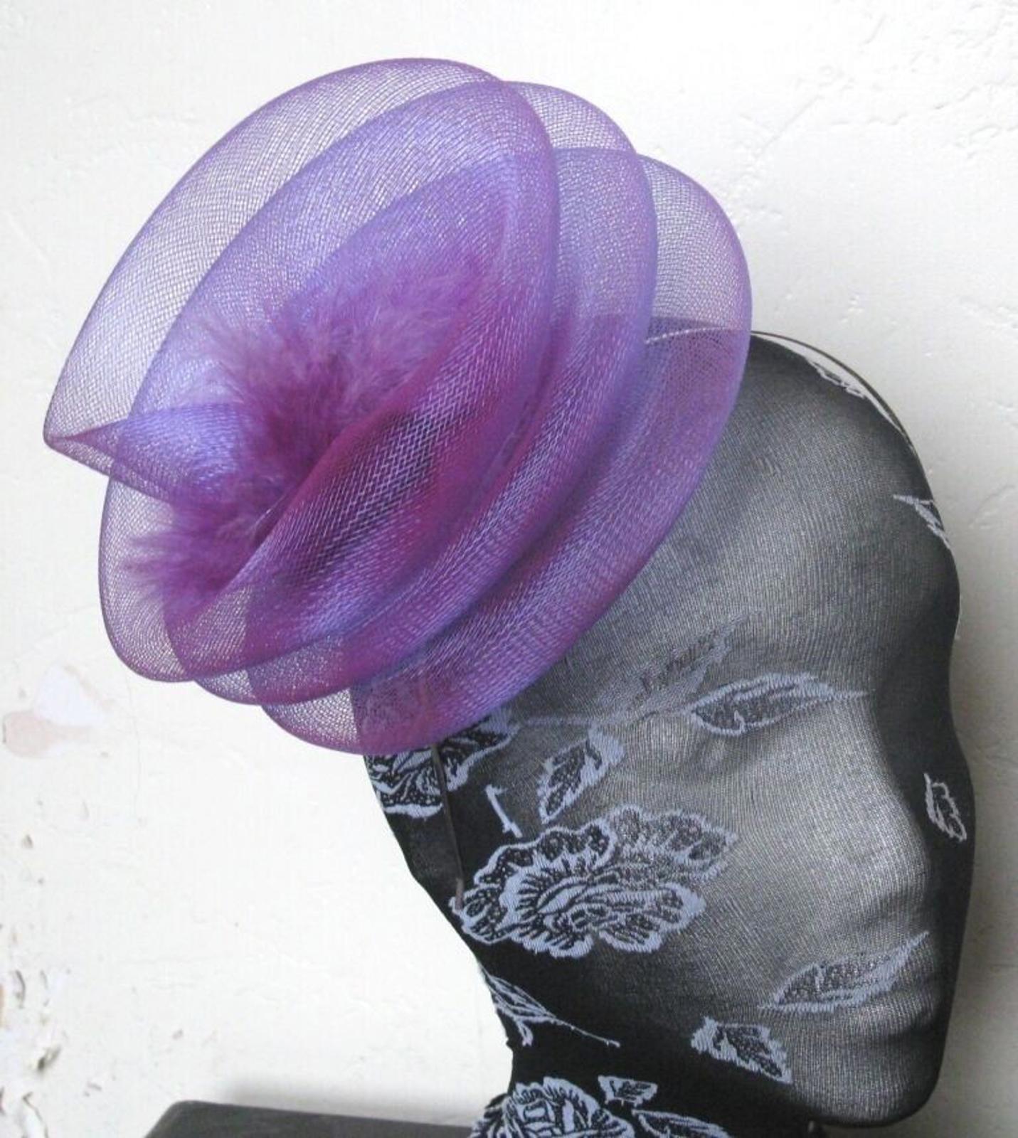 purple headband crinoline fascinator millinery hat wedding ascot
