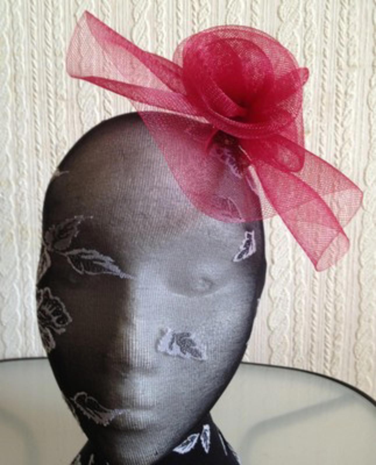 dark red maroon burgundy flower fascinator millinery brooch clip wedding hat