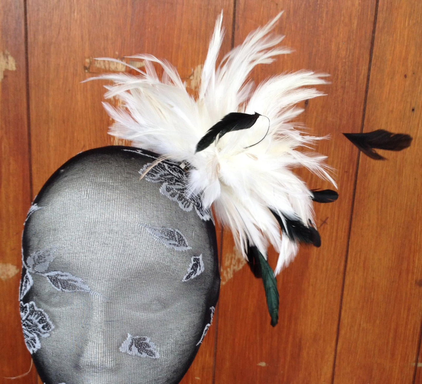 Ivory fascinator millinery feather brooch clip wedding ascot hat hair piece