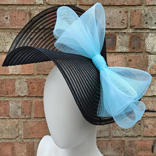 black light turquoise crinoline fascinator millinery headband wedding hat party cosplay