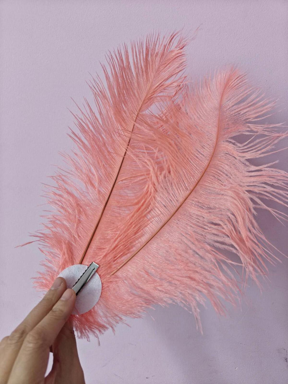 peach coral ostrich feather hair clip fascinator fancy dress costume dance party