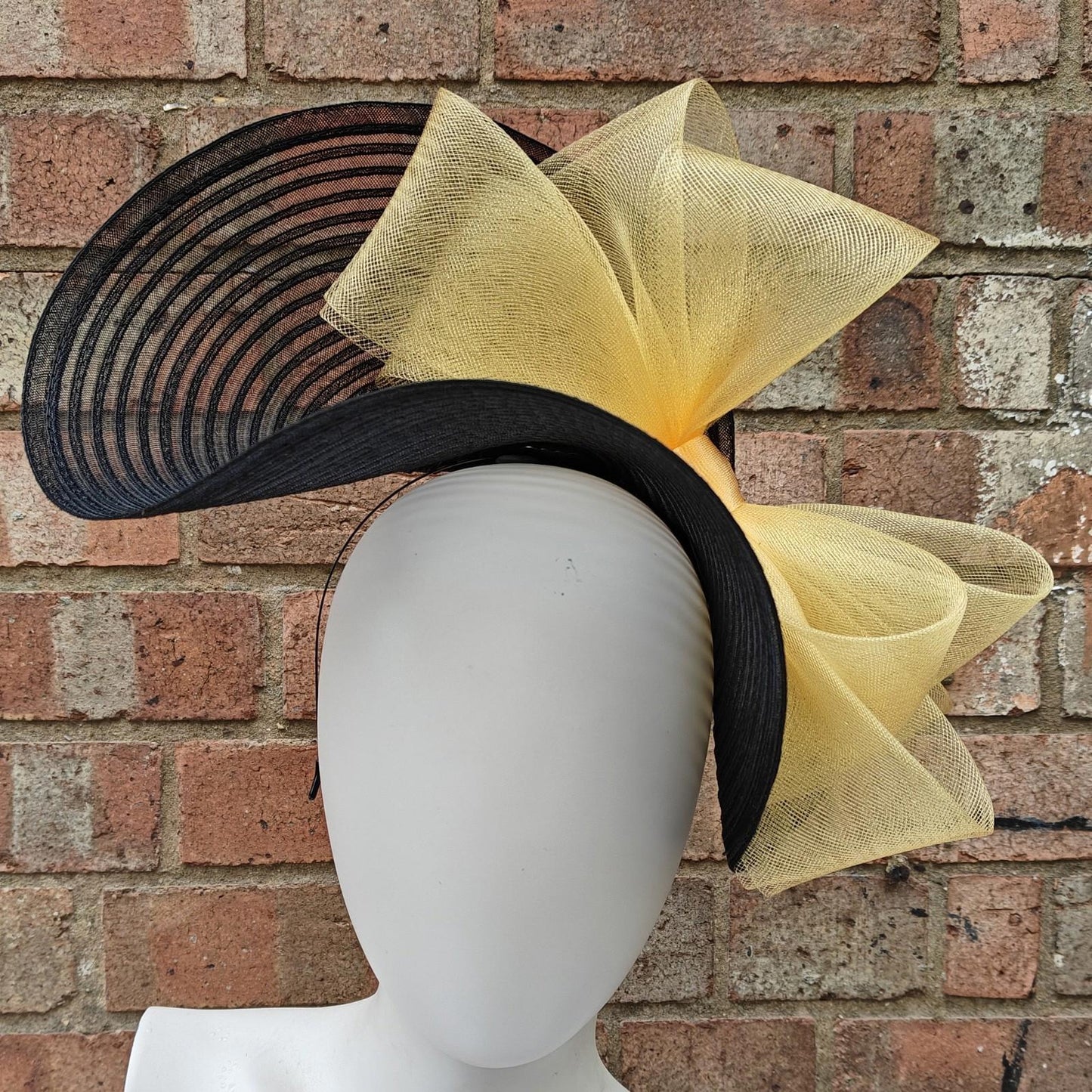 black gold bow crinoline fascinator millinery headband wedding hat party cosplay