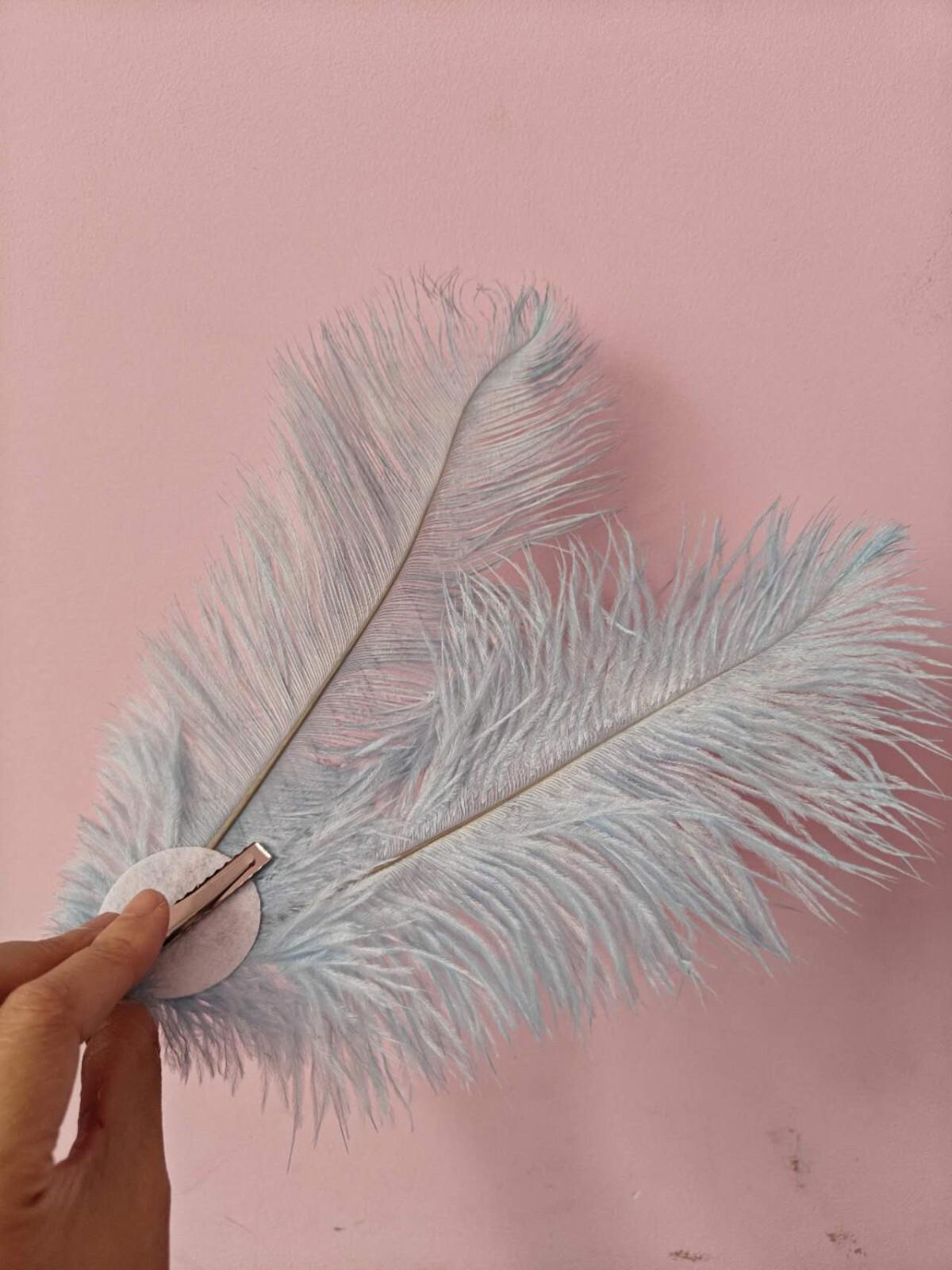 baby blue ostrich feather hair clip fascinator fancy dress costume dance party