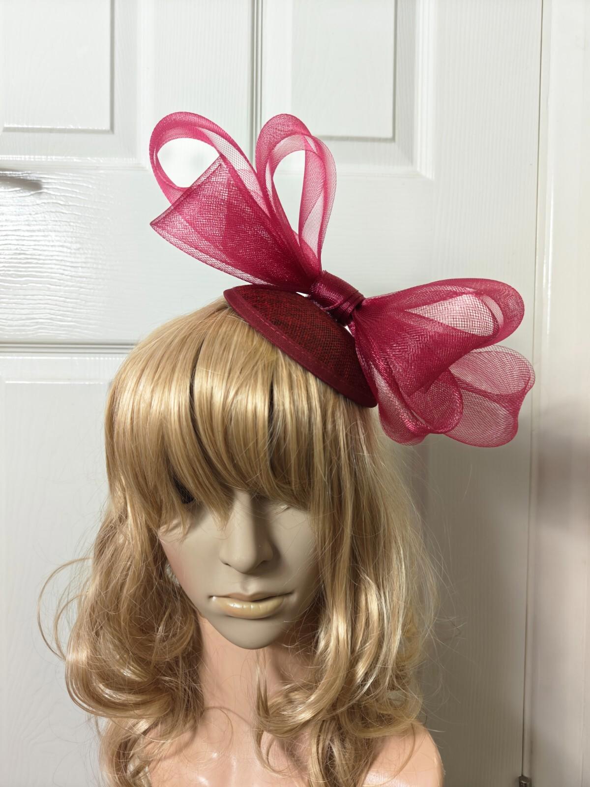 dark wine red fascinator millinery burlesque headband wedding hat ascot race