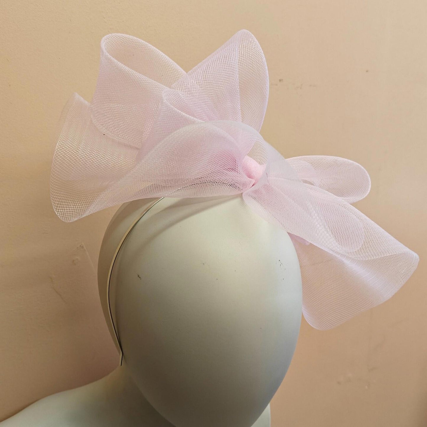 light pink fascinator millinery burlesque headband wedding hat ascot race
