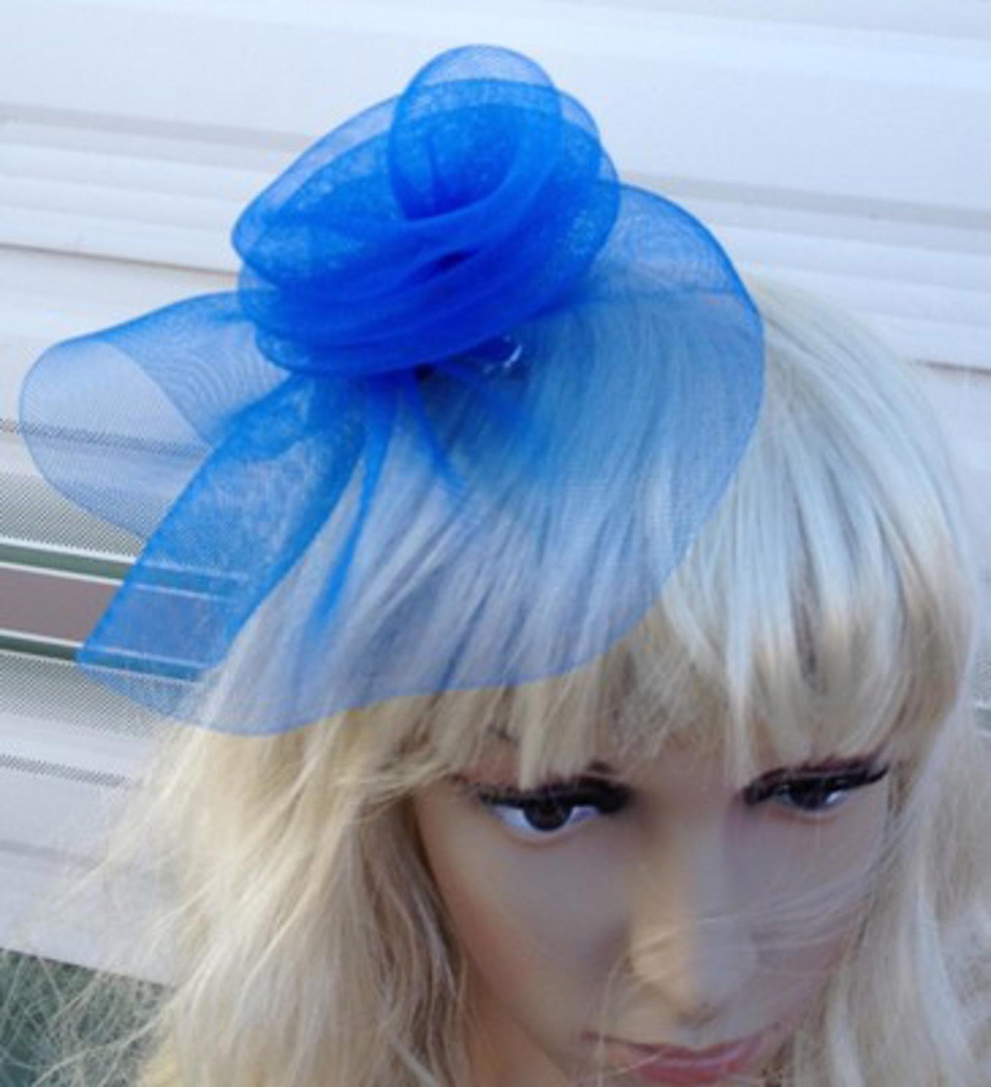 blue fascinator millinery feather brooch clip wedding hat bridal ascot race