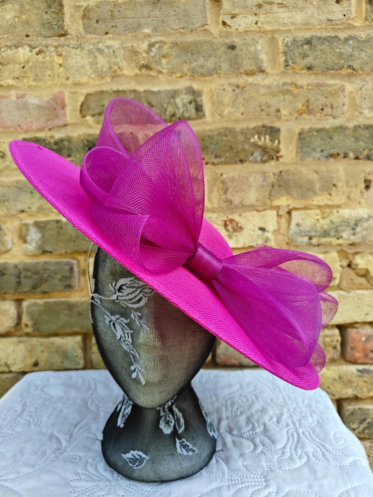 dark pink large fascinator wedding hat  Kentucky Derby Royal Ascot bow