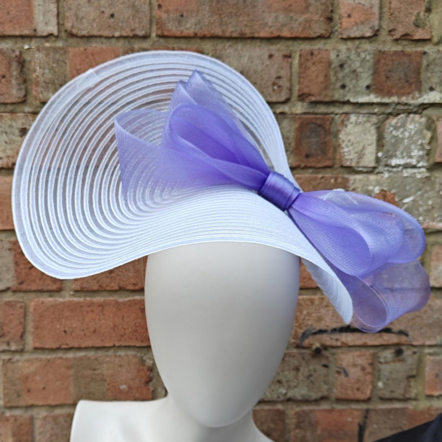 white lilac bow crinoline fascinator millinery headband wedding hat party cosplay